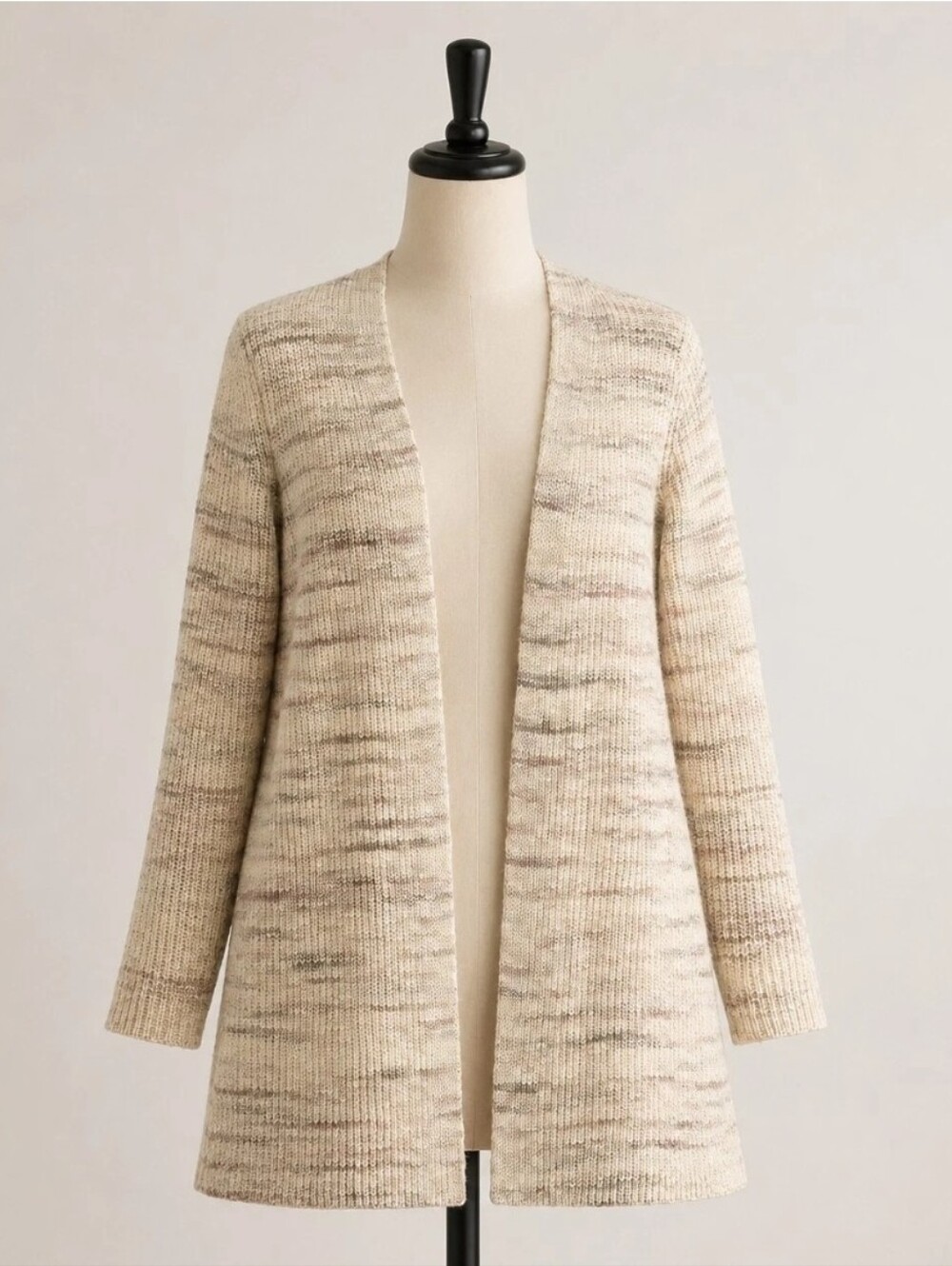 NEW $129 J. Jill Open Front Long Cardigan Sweater Small Cream Beige Open Front